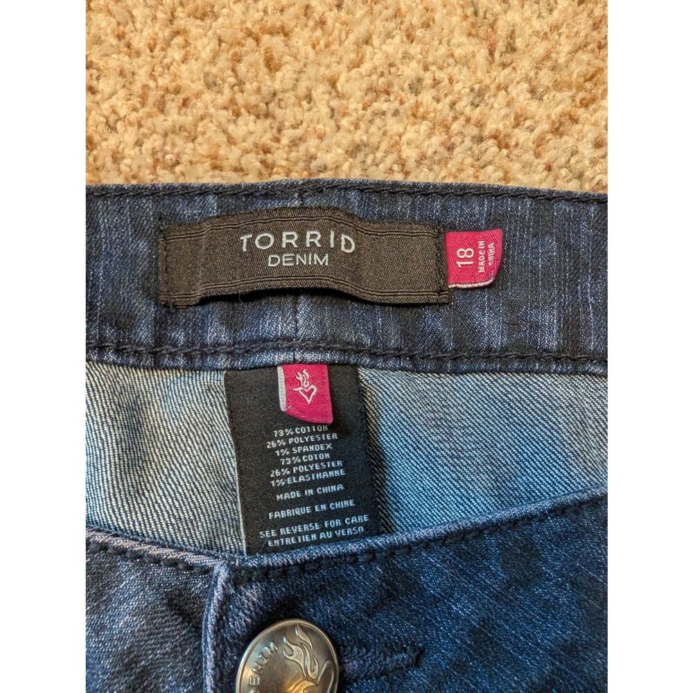 Torrid Denim Women's 18 Dark Wash Gray Leopard Print Skinny Jeans Stretch - Picture 5 of 10
